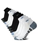 Reebok Calcetines deportivos para hombre, paquete de 12 calcetines deportivos cómodos de rendimiento, transpirables, para hombre (6-12.5), Negro Blanco, 6-12.5