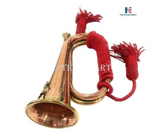 Brass And Copper Blowing Bugle Signal Horn 10.6" With Beautiful Rope Binding #TOP4