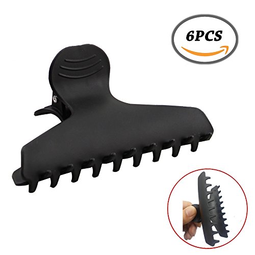 MOKALE 6pcs Plastic Butterfly Hair Clamps-Non-Slip Chic Styling Claw Hairgrip for Women and Girls-Professional Chunky Prong Teeth Bows Jaw Hair Clips For Thick Hair (Black)
