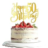 Dxsdgetue Happy 50th birthday Cake Topper Acrylic Gold 50th birthday party cake decorations hello 50th years old, 50th Anniversary Party Cake Decorations (Acrylic 50th)