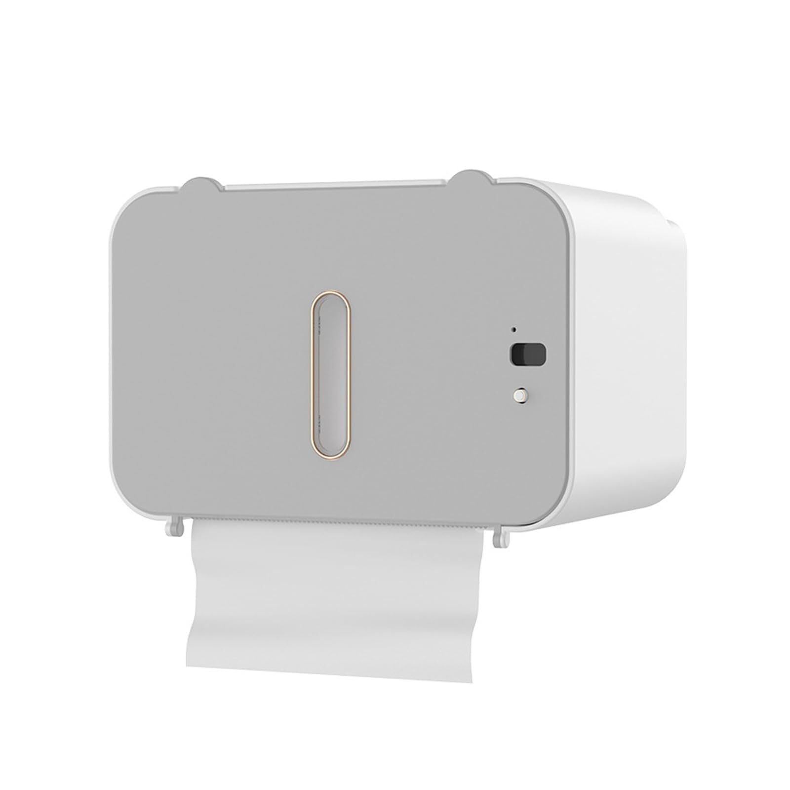 Dispensador eléctrico de toallas de papel con sensor, dispensador automático de toallas de mano sin contacto, montaje en pared, caja de papel higiénico con carga USB, para baño, cocina (gris)