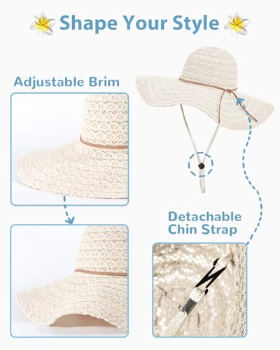 Sombrero de verano plegable con ala ancha para mujer miniatura 3