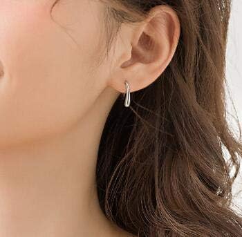 Miniatura 4 de Aretes de gota de lágrima para mujer, pequeños chapados en plata de ley, aretes colgantes clásicos de aro de hilo, Metal