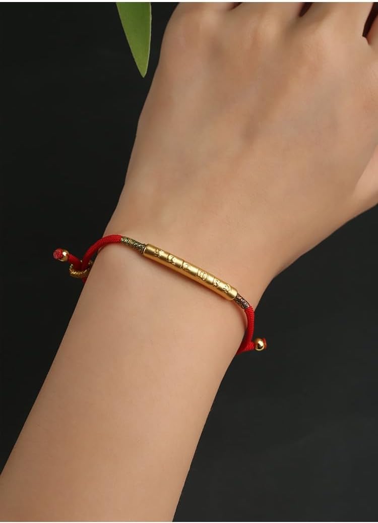 Buddha-Karma Tibetan Red String Bracelet | Handmade Buddhist Protection Amulet, Adjustable Lucky Wristband for Men & Women - Brings Good Fortune & Positive Energy