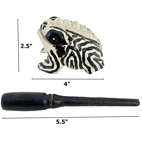 Cozinest 4" Wooden Frog Percussion Instrument Wood Frog Guiro Rasp Tone Block Thailand Handcraft Musical Lucky Frog Home Office Decoration Adorable Gift (Zebra) - Thumbnail 4