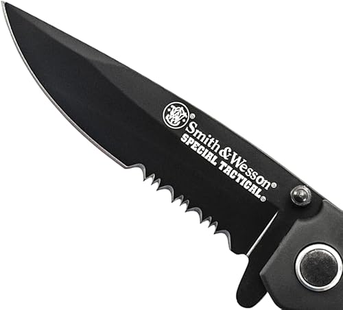 Miniatura 9 de Smith & Wesson Special Tactical CKTACBS 8.1 in alto carbono SS cuchillo plegable con una cuchilla de 3.5 in serrado Tanto y mango ABS para