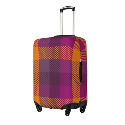 Purple Yellow Buffalo Plaid Luggage Cover Washable Elasticated Luggage Covers for Suitcase tsa Approved Stylish Dust and Scratch Resistant Luggage Case Protector for Kids and Adults -2