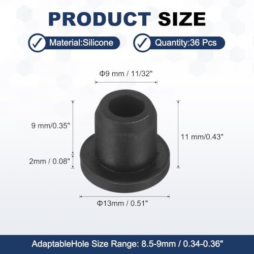 Image of MECCANIXITY 36pcs T-Shaped Silicone Plugs 9mm 11 /32 inch Dia Snap in Plug