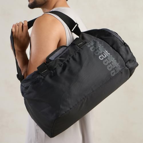 Image of Cultsport 35L Gym /Duffle Bag for Men & Women | Water-Resistant Sports Travel Bag with Shoe Compartment, Adjustable Shoulder Strap, Side Pocket & Spacious Main Storage - Black