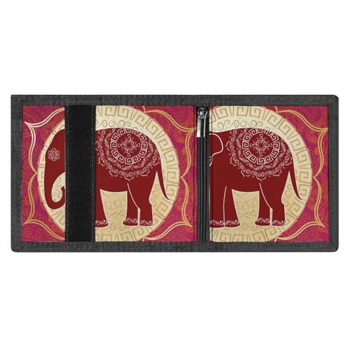 Tri-Fold Wallet, Polyester Coin Purse with Key Chain ID Card Holder for Unisex4
