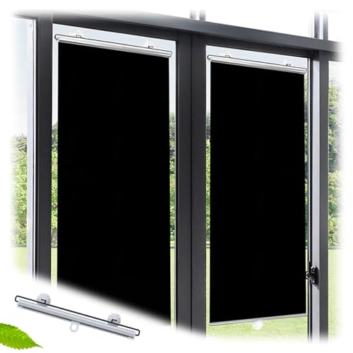 Persianas Enrollables Opacas 30-80cm Ancho,Estores Enrollables Retráctiles,Persianas Enrollables con Ventosas para Ventanas,Persianas Temporales,Cortinas De Intimidad,Black-35×125cm(14 * 49in)