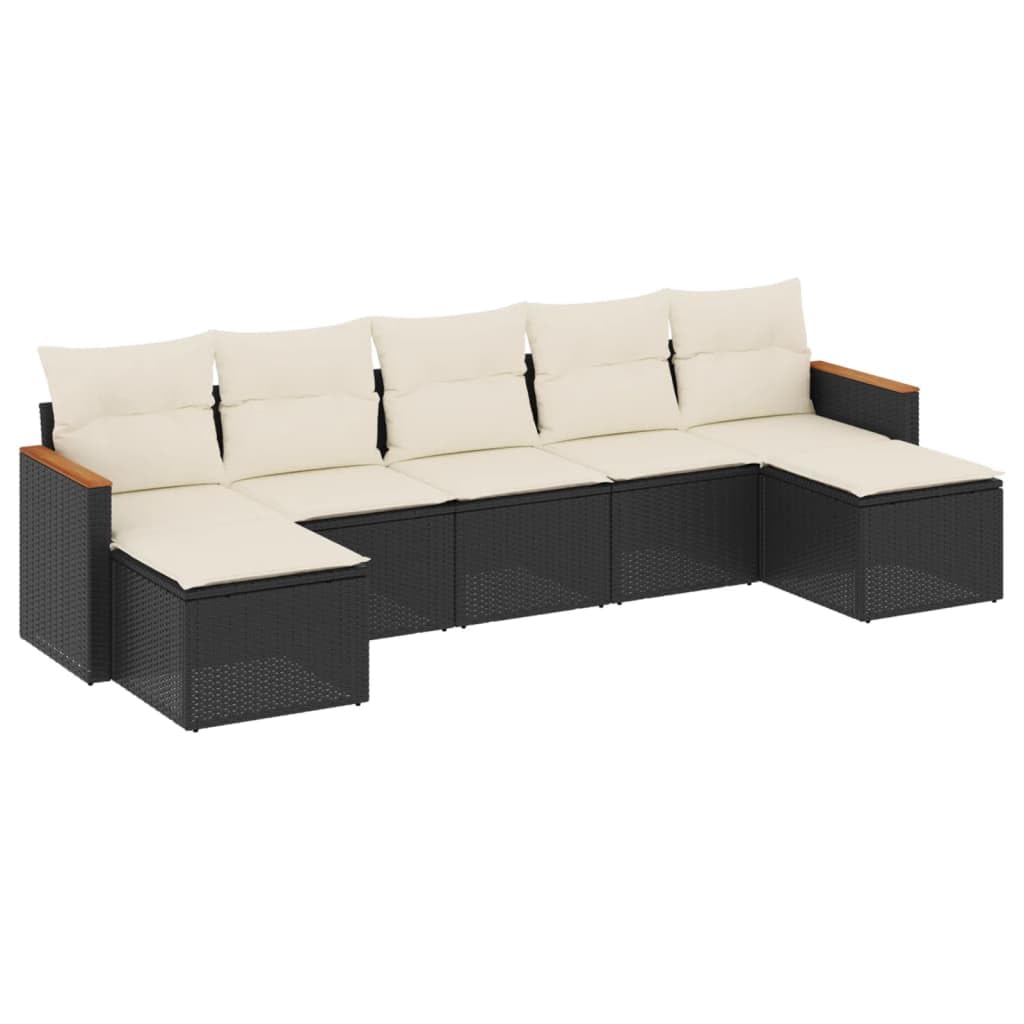 LAPOOH Set da pranzo da giardino 7 pezzi e cuscini in rattan sintetico nero, Set Tavolo e Sedie Giardino, Tavolo e Sedie Terrazza, Mobili da Giardino Esterno, Set Di Mobili Da Giardino - 3226231