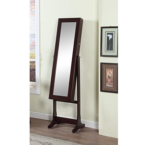 Artiva Usa - Espresso Wood Finish – Free Standing Cheval Mirror And Jewelry Armoire Display With Led Light And Key Lock, Walnut, 63-Inch, A0146Wal #TOP2