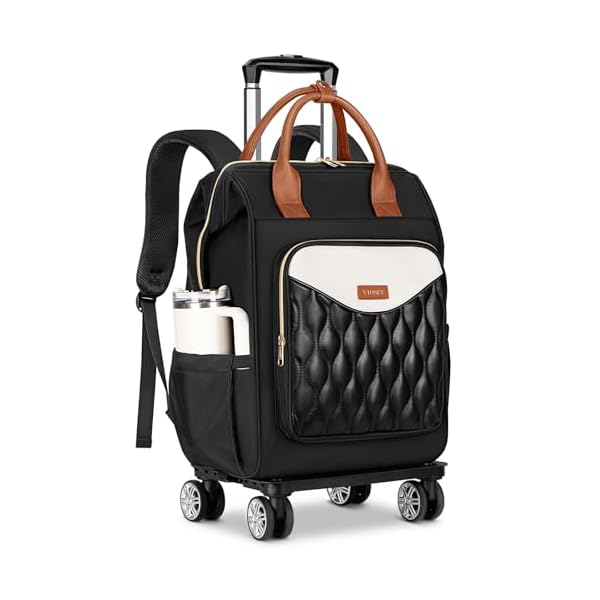 Ytonet Rolling Backpack for Women, 15.6 In Rolling Laptop Backpack with 4 Spinner Wheels, 2 In 1 Roller Travel Backpacks with Detachable Trolley, Carry On Rolling Laptop Bag for College Business Work