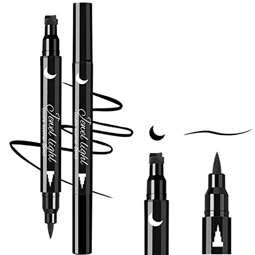 Black Eyeliner Pen Moon Eyeliner Stamp Double Ended Waterproof Liquid Eye Liner Pencil The Quick Flick Cat Eyeliner Stencil For Beginners Eye Make-Up,Long Lasting,Smudge-Proof(B-Flower)