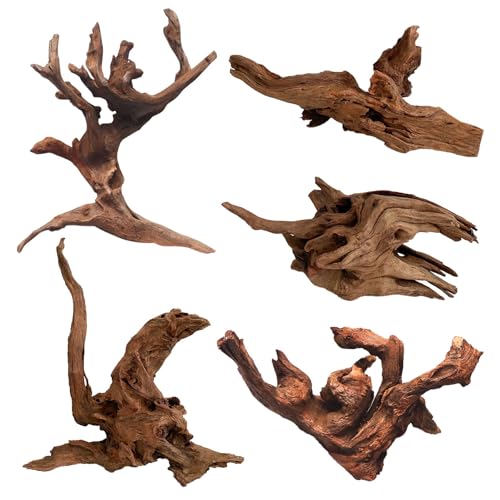 Kathson Lot de 5 branches de bois flotté pour décoration d'aquarium en bois naturel pour lézard Taille S