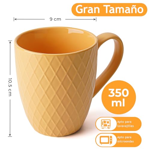 Miniatura 3 de Miamio - 6 X 400 Ml - Juego De Tazas De Café - Taza De Cerámica Moderna En Mate - Taza De Café Grande - Colección Palmanova Rojo