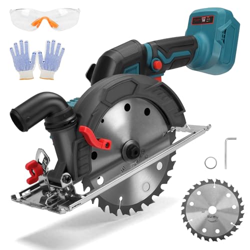Mini sierra circular sin escobillas compatible con batería de iones de litio Makita de 18 V, batería de 8000 RPM, sierra circular de mano con hoja de sierra circular de 165 mm, motor de cobre puro