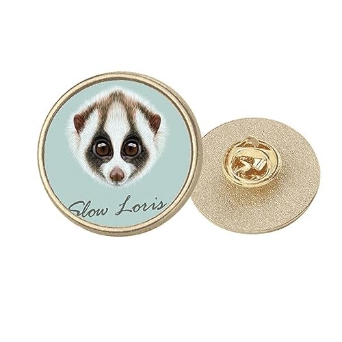 Broche ronde en métal doré Loris blanc et marron taille M pour veste