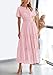 PRETTYGARDEN Womens 2025 Summer Maxi Dress Short Sleeve V Neck Hollow Out Eyelet A Line Long Flowy Beach Vacation Dresses (Pink,Medium)