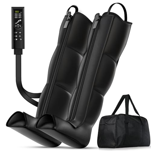 SANFELIA Leg Compression Boots: Full Leg Compression Massager with 6 Modes 8 Intensities 3 Timers Relaxation Pressure for Muscle Soreness FSA Eligible Gift for Mom Dad (Black Medium)
