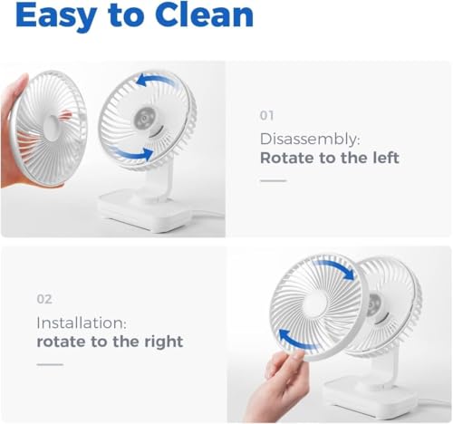 Image of USB Desk Fan, Mini Portable Cooling Table Fan with 4 Speeds, 4000mAh Rechargeable Battery Operated Small Quiet Desktop Fan