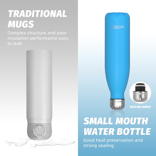 Image of WATERSY Stainless Steel water bottles,17oz /500ml Insulated Water Bottles,Blue metal water bottle Keeps Drink Cold and Hot,BPA Free kids water bottles for School,Gym,Travel,Sports