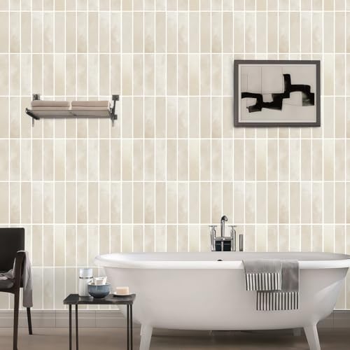 3D Fliesenaufkleber, Dickere Küchenfliesen Selbstklebende 10 Stück, Wandfliesen Selbstklebend, Klebefliesen Küche Abziehbare,für Bad,Küche,Wand Dekoration Wasserdicht (Beige, 22.9x29cm)