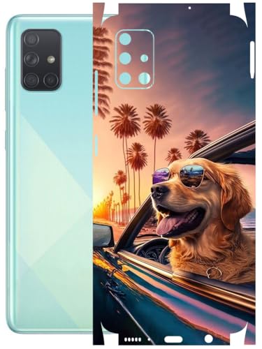 Image of AtOdds - Full Body Back Screen Guard Protector Film - Lamination Wrap Skin Sticker Compatible with Samsung Galaxy A51 | Scratchproof Matte Finish (Happy Doggo)