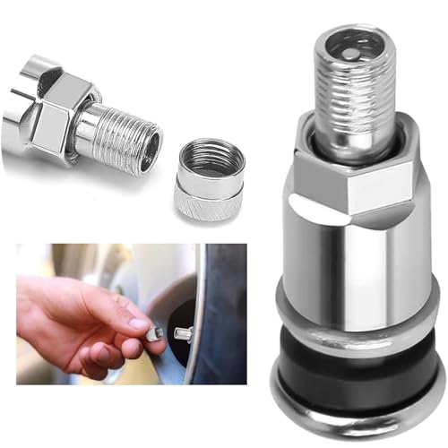 6 Stück Felgenventile Metallventile Universal Stahlventile für Alufelgen mit Gummidichtung - Luftdicht und Langlebig