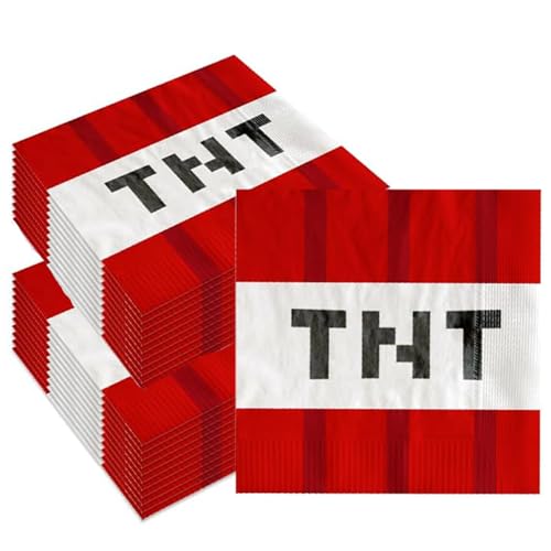 50pcs Pixel Style Napkins,Pixel Theme Party Video Game Birthday Party Supplies