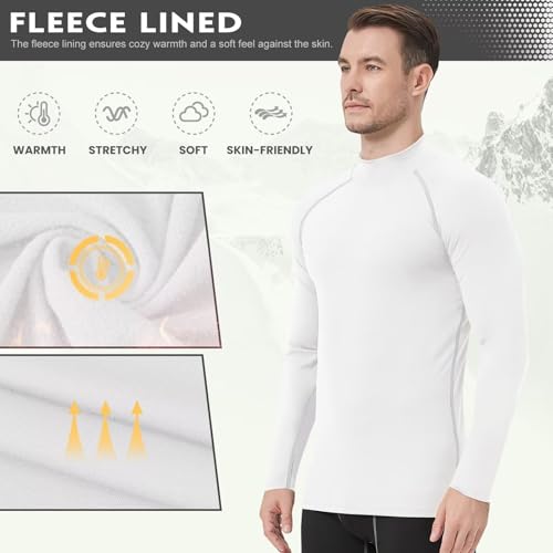 Men's Turtle Neck Thermal Shirt Fleece Lined Ski Cycling Hunting Compression Base Layer,Warm,Quick Dry3