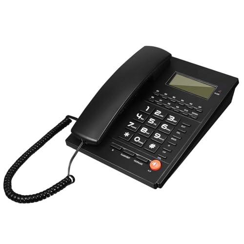 Téléphone filaire noir à grosses touches avec affichage de l'appelant pour senior