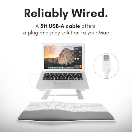 Macally Wired Ergonomic Split Keyboard - Mac Compatible, Numeric Keypad - Ergo Keyboard for MacBook Pro/Air iMac