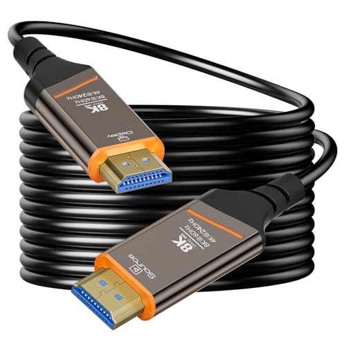 Image of 8K Fiber Optic HDMI 2.1 Cable 75FT - High Speed 48Gbps, 8K@60Hz 4K@240Hz | Supports Dynamic HDR, eARC, HDCP 2.2 /2.3, Gold Plated Connectors & Zinc Alloy Shell, for PS5, Xbox, TV, Laptop & Monitor