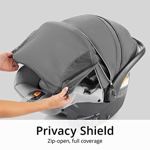 Chicco Keyfit® 35 Zip Cleartex® Infant Car Seat And Base, Rear-Facing Seat For Infants 4-35 Lbs, Infant Head And Body Support, Zip-Open Privacy Shield, Compatible With Chicco Strollers | Ash/Grey #TOP3