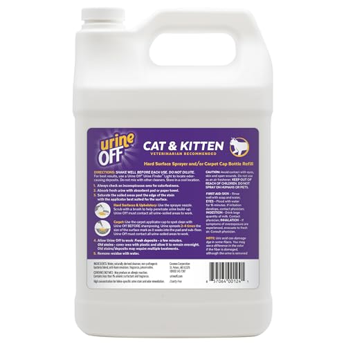 Image of Urine Off Kitten & Cat Pet Stain Remover | Fresh Scent Carpet Cleaner | Bio Enzymatic Stain & Urine Odor Eliminator | Pet Safe Cleaner | 1 gal.