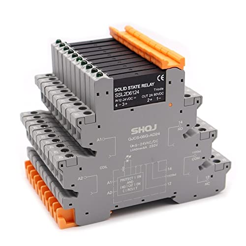 Relé delgado SSR DIN QJCS-05G-AD24 con control CC CA y bobina de 12-24 VCC 4