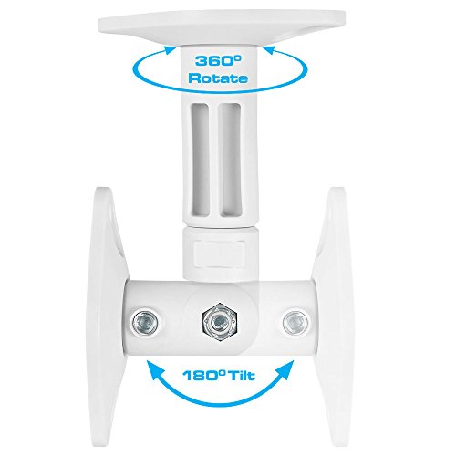 Cmple – Universal Speaker Wall Mounts For Satellite Speakers - Adjustable Tilt And Swivel Ceiling Wall Speaker Brackets - 1 Pair (White) #TOP2