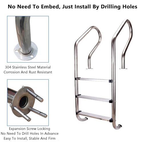 Escalera para piscina de acero inoxidable de 3 peldaños miniatura 7