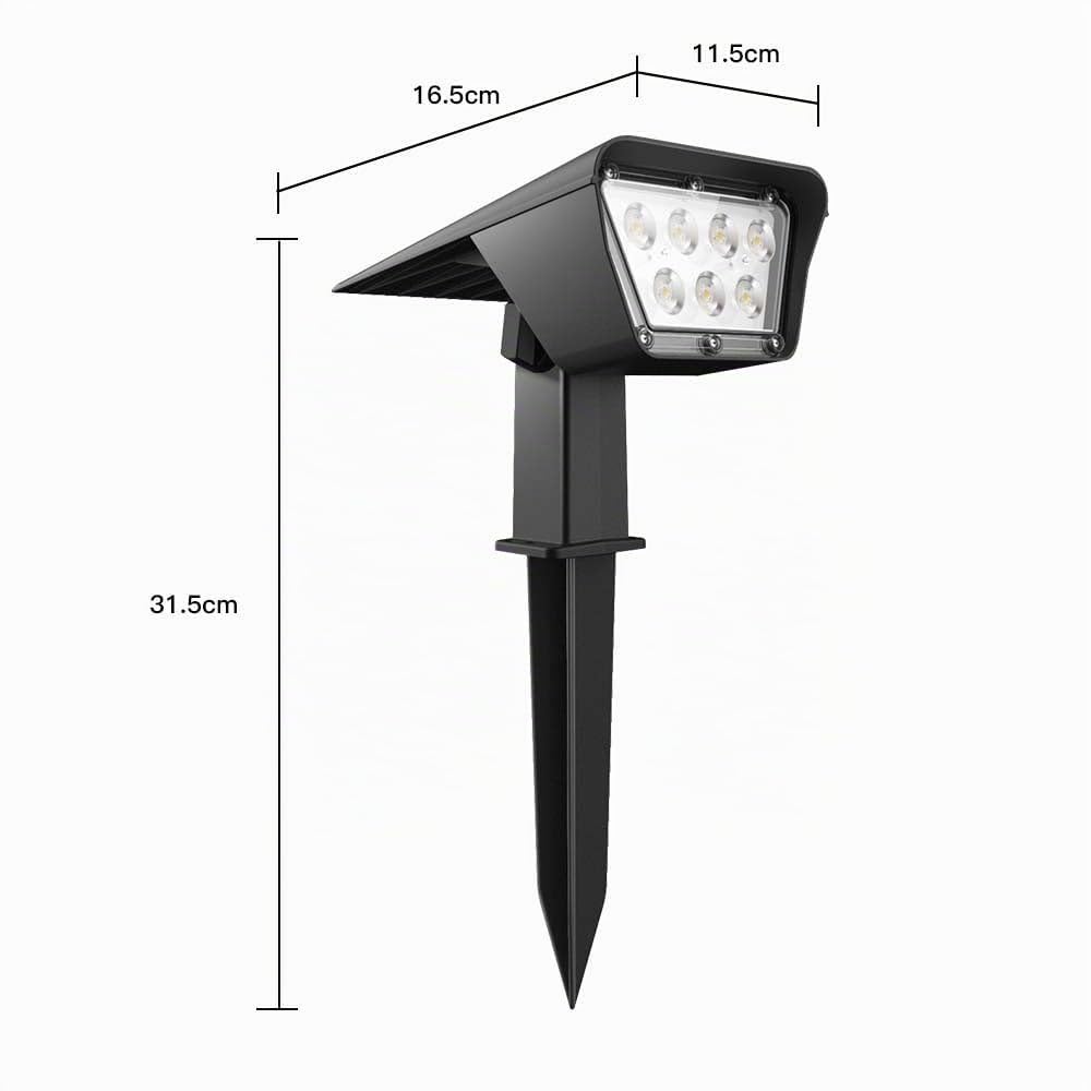 Lumisky Lot de 4 spots solaires projecteur 2 en 1 à piquer ou à fixer rectangulaires éclairage puissant dimmable LED blanc CURTIS H 31.5cm