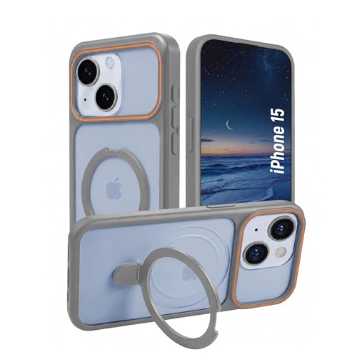 Image of AIBEX Protective OStand Case Compatible for Apple iPhone 15 MagSafe Compatible | Slim Shockproof Back Cover with Camera Lens Protection, Strong Magnetic Support & Anti-Slip Grip | Military Grade