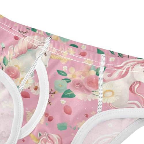 Wusikd Unicorns Flowers Boys' Underwear Cotton Pink Flowers Boys Briefs Soft Toddler Underwear 2T4