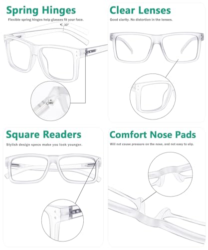 Image of Eyekepper 0.25 Reading Glasses, Readers for Men Women, 5 Pack Clear | Stylish Mens Womens Cheaters,Large Fashion Reader Eyeglasses,All-Day Comfort Spring Hinges,Scratch Resistant for Work /Crafts