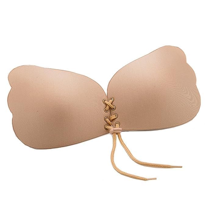Wing Shape Adhesive Bra for Women Reusable Strapless Backless Sticky Bra with Adjustable Lace-Up Closure Invisible Push Up Silicone Bra Cups for Backless Dresses, Bridal Wear Skin-picture-13
