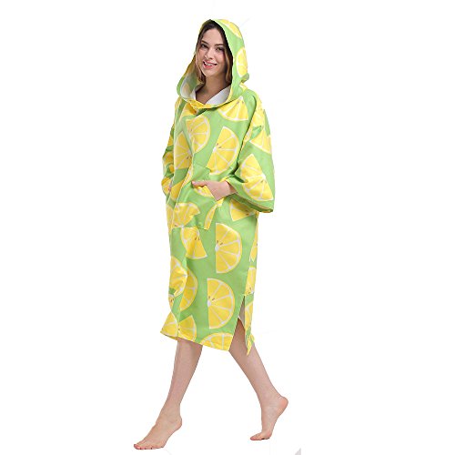 Hiturbo Womens Beach Surfing Swimming Robe, Light Weight Wetsuit Changing Towel Poncho with Hood