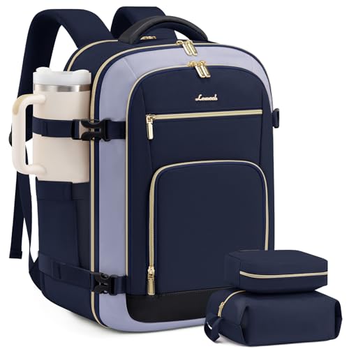 Image of LOVEVOOK Travel Backpack For Women, 40L Carry On Backpack Flight Approved, TSA Personal Item Backpack Travel Bag Fit 17 Inch Laptop, Business Weekender Overnight Waterproof Daypack with 2 Cubes