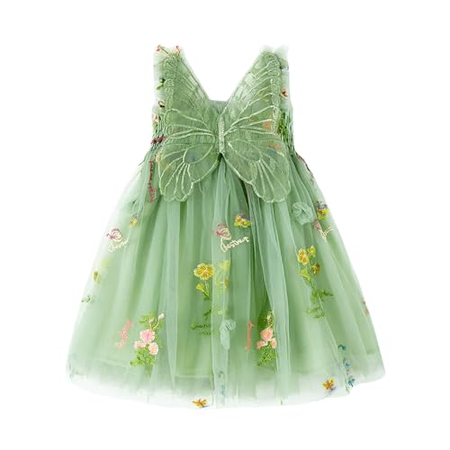 Miipat Toddler Girls Tulle Dress Butterfly Flutter Sleeves Fairy Dress Baby Layered Birthday Party Dresses