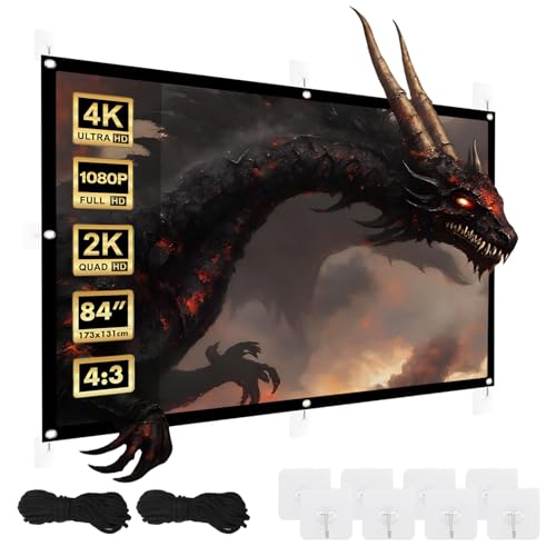 Maclean Écran de Projection Portable - Écran de Projection en Polyester de qualité supérieure avec Bord Noir de 25 mm, Angle de Vision 179° et Montage Facile (84, 175 x 131 cm, 4:3)