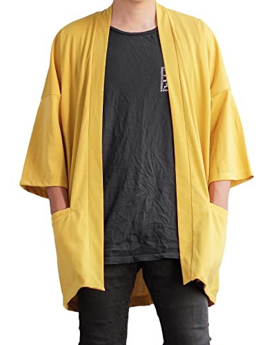 Image of Men's Long Oversized Kimono Cardigan Noragi Japan Jacket Haori Man Yukata Coat